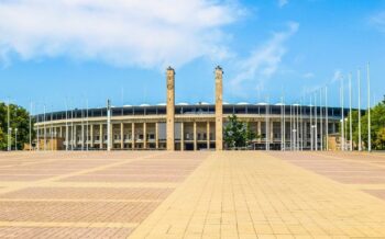 Das Olympiastadion von Hertha BSC, von außen.