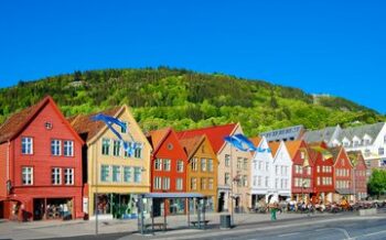 Bunte Häuser in Bergen, Norwegen