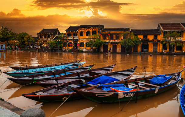 traditionelle Boote in Hoi An