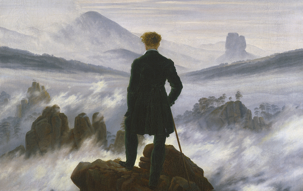 Caspar David Friedrich, Wanderer über dem Nebelmeer, um 1817, Dauerleihgabeder Stiftung Hamburger Kunstsammlungen,