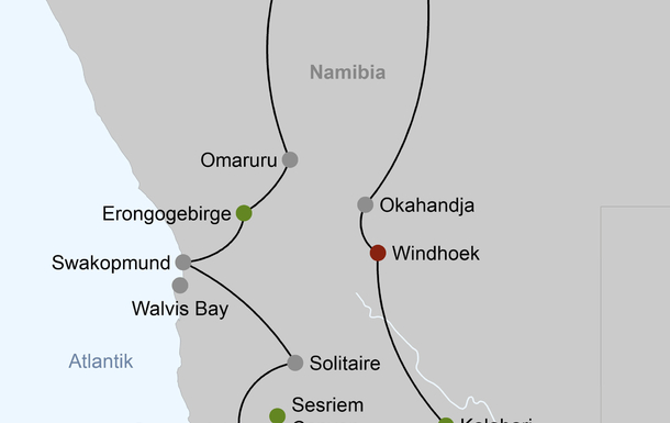 Routenkarte Namibia