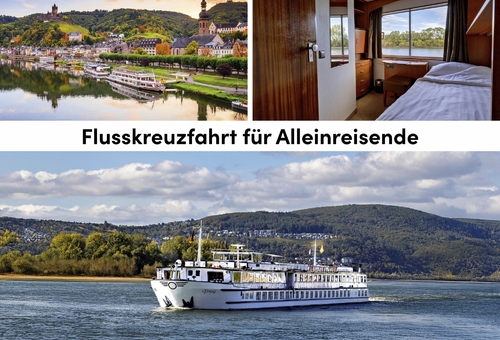 Kollage für die Alleinreisenden Flusskreuzfahrt auf Rhein, Mosel & Saar