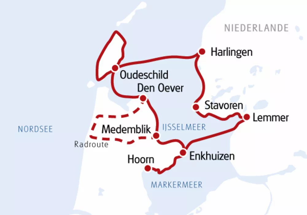 Nordholland, Routenkarte