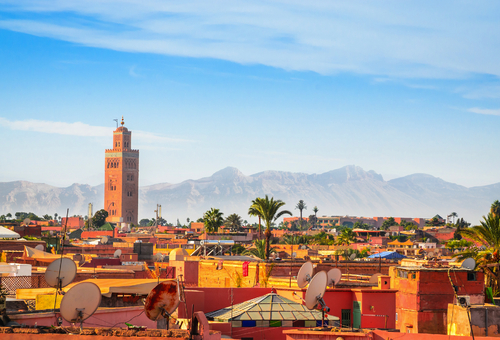 Panoramablick auf Marrakesch und die alte Medina, Marokko